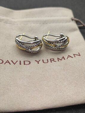 David Yurman 925 Silver Earrings with Original Pouch